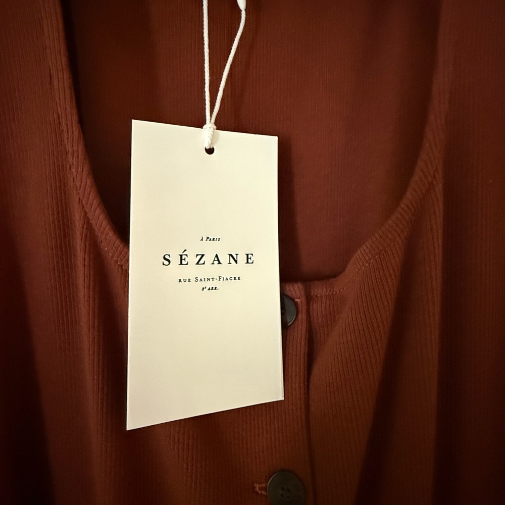 Sezane Rust Button-Front Midi Dress - Picture 11 of 13